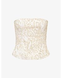 GRACE FAENA - Leopard Bead-Embellished Cotton Corset Top - Lyst