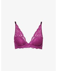 Calvin Klein - Comfort Lotus Floral-embroidered Stretch-lace Bra - Lyst