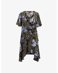 AllSaints - Meagan Batu Floral-print Ruffle-trim Woven Mini Dress - Lyst