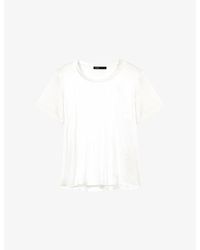 Maje - Short-Sleeved Stretch-Silk Top - Lyst