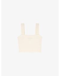 Maje - Square-Neck Cropped Knitted Top - Lyst