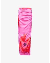 GOOD AMERICAN - Flower-Print Split Stretch-Woven Maxi Skirt - Lyst