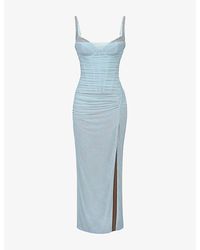 House Of Cb - Lini Corset-Bodice Stretch-Mesh Maxi Dress Xs (A-C Cup) - Lyst