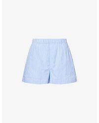 Sporty & Rich - Eden Script Striped Cotton Shorts - Lyst