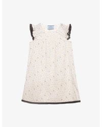 PRADA プラダ Floral print linen ミニドレス *日本入手困難* Prada Floral Print Linen Mini-Dress in White | Lyst