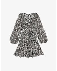 The Kooples - Graphic-Print Tie-Waist Woven Mini Dress - Lyst