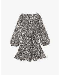 The Kooples - Graphic-Print Tie-Waist Woven Mini Dress - Lyst