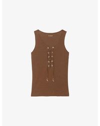Zadig & Voltaire - Ana Lace-Up Cotton And Linen Top - Lyst