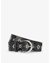 The Kooples - Cut-out Rhinestone-embellished Leather Belt - Lyst