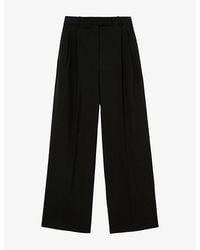 Reiss - Luna Pleated Wide-Leg Wool-Blend Trousers - Lyst
