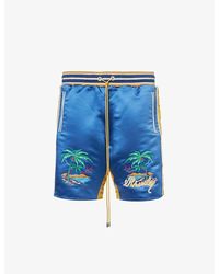 Rhude - Vy Souvenir Brand-embroidered Satin Shorts - Lyst