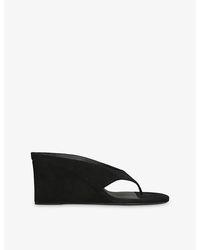 Alaïa - Tong 75 Suede Wedge Sandals - Lyst