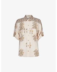 Zimmermann - Paisley-print Short-sleeved Silk-blend Shirt - Lyst