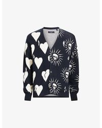 AllSaints - Sunbreak Jacquard-pattern Relaxed-fit Organic-cotton Cardigan X - Lyst