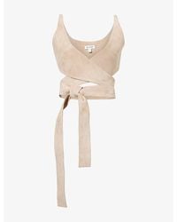 Alaïa - Wrap Crop Suede Top - Lyst