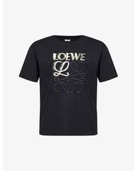 Loewe - Black Brand-embroidered Relaxed-fit Cotton-jersey T-shirt - Lyst