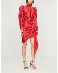 Alexandre Vauthier Asymmetric Polka-dot Silk-twill Mini Dress - Red