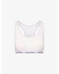 Calvin Klein - Modern Branded-waistband Scoop-neck Unlined Stretch-lace Bralette - Lyst