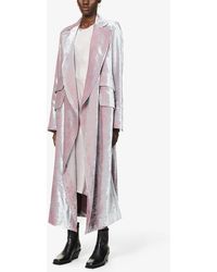 Ann Demeulemeester Belted Velvet Coat - Multicolour