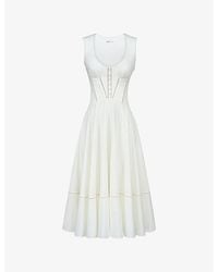 House Of Cb - Solana Button-Front Cotton Midi Dress Xs (A-C Cup) - Lyst
