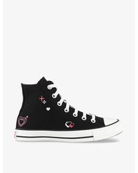 Converse - All Star Hi Heart-embellished Canvas High-top Trainers - Lyst