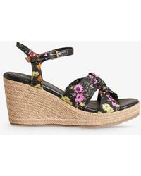 Ted Baker - Cardima Floral-print Knotted Cotton Wedges - Lyst