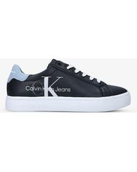 Ck Jeans Logo Leather Trainers - Black