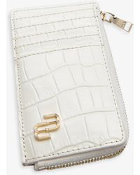 Maje Selma Croc-embossed Leather Card Holder - White