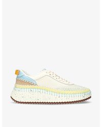 Chloé - Nama Embroidered Leather Low-top Trainers - Lyst