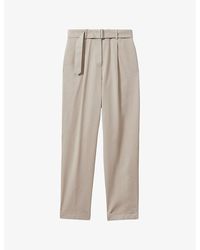 Reiss - Hutton Tapered-fit High-rise Stretch-cotton Trousers - Lyst