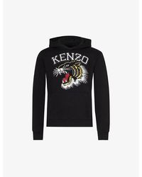 KENZO - Tiger Varsity Brand-embroidered Relaxed-fit Cotton-jersey Hoody - Lyst