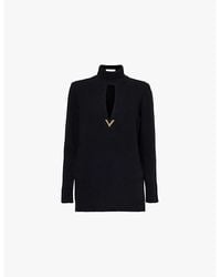 Valentino Garavani - Cut-Out Roll-Neck Wool-Knit Jumper - Lyst