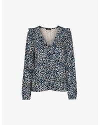 Whistles - Lenny Leopard-Print Woven Top - Lyst