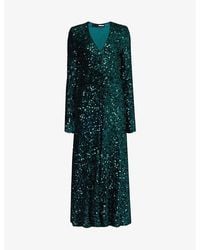 ROTATE BIRGER CHRISTENSEN - Sequin-embellished V-neck Stretch-recycled-polyester Midi Dress - Lyst