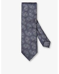 Eton - Vy Blue Patterned Silk Tie - Lyst