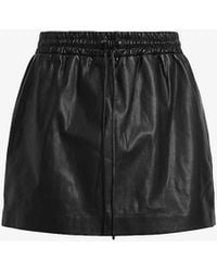 AllSaints - Shana Drawstring-waist Leather Mini Skirt - Lyst