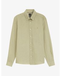 BOSS - Brand-Embroidered Long-Sleeved Linen Shirt - Lyst