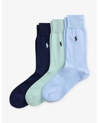 Polo Ralph Lauren - Logo-Embroidery Pack Of Three Cotton-Blend Socks - Lyst