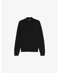 BOSS - Zip-Neck Regular-Fit Wool-Knitted Jumper - Lyst