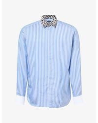 Tom Ford - Printed Collar Striped Silk Shirt - Lyst