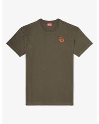 DIESEL - Flock Graphic-Logo Print Cotton T-Shirt - Lyst