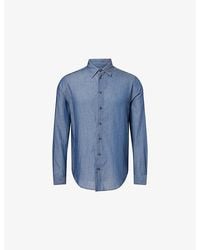 Emporio Armani - Long-Sleeve Classic-Collar Cotton Shirt - Lyst