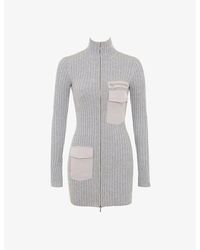 Mistress Rocks - Patch-Pocket Funnel-Neck Slim-Fit Knitted Mini Dress - Lyst