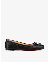 Christian Louboutin - Mamadrague Bow-Embellished Leather Flats - Lyst