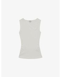 Reiss - Jody Asymmetric-Neck Stretch-Cotton Top - Lyst
