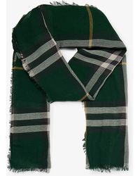 Burberry - Giant Check Fringed-trim Wool Scarf - Lyst