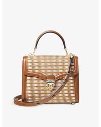 Aspinal of London - Mayfair Midi Raffia And Leather Shoulder Bag - Lyst