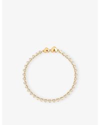 Astrid & Miyu - Heart Bezel Tennis 18Ct-Plated Brass And Cubic Zirconia Bracelet - Lyst