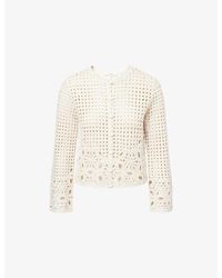 FRAME - Postcard Cut-Out Weave Cotton Cardigan - Lyst