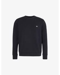 Emporio Armani - Logo-Embroidered Relaxed-Fit Stretch-Cotton Blend Sweatshirt - Lyst